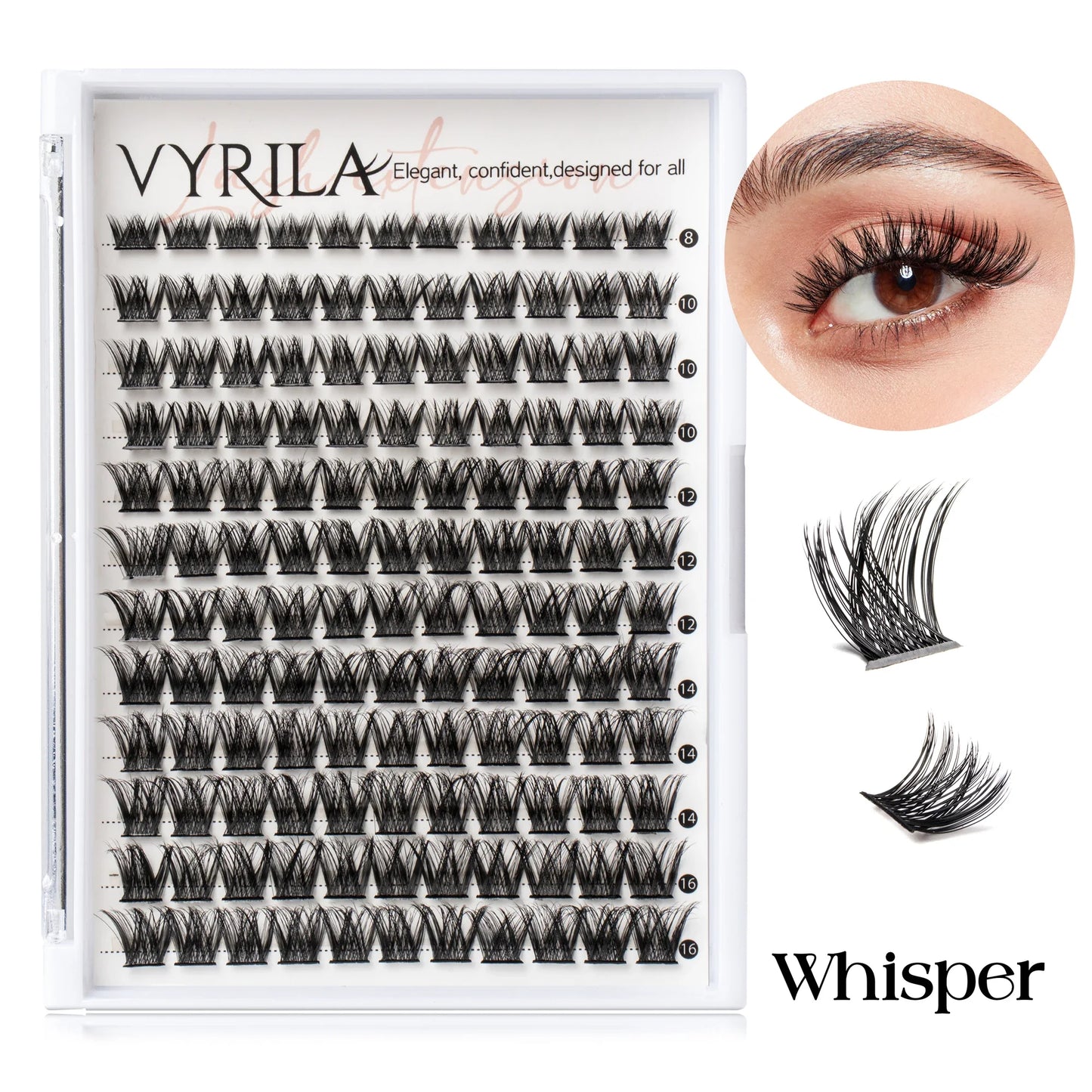 Individual Cluster Lashes C Curl – 3D Wispy DIY Extensions, 0.1mm Thin Band, Reusable & Natural