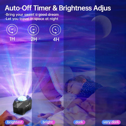 Aurora Galaxy Star Projector Night Light – Northern Lights Moon Lamp with Bluetooth Music for Bedroom Decor