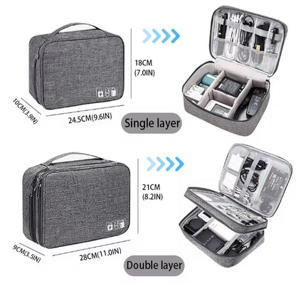 Portable Waterproof Travel Cable Organizer Bag – Digital Electronics USB Charger & Data Cord Storage
