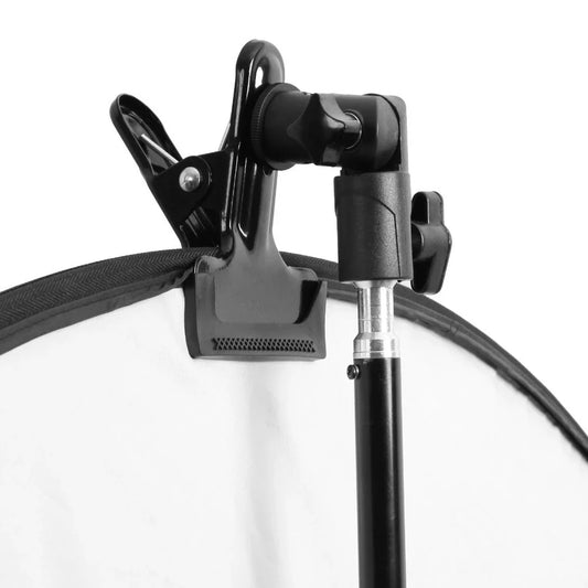 Reflector Clamp Clip Holder with 1/4" to 3/8" Screw Mount – Swivel Adapter for Photo Studio Reflectors & Backgrounds
