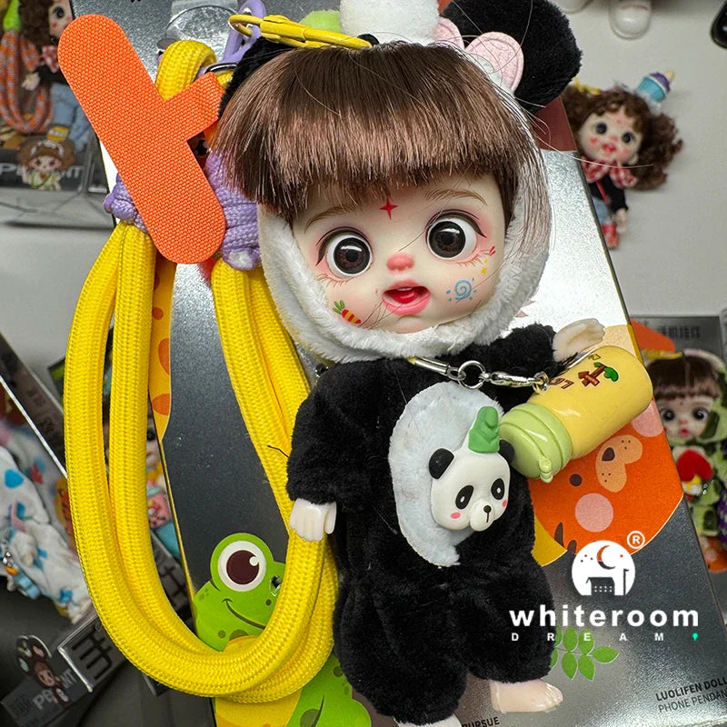 Mini Labbu Pocket Doll – Jointed Blythe-Style Boy & Girl Doll for Girls, Rainbow Ball Mobile Phone Decoration