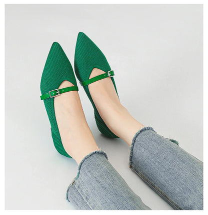 2024 Women's Flat Shoes – Pointed Toe Soft Knitted Sole, Breathable & Comfortable Spring and Autumn New Model