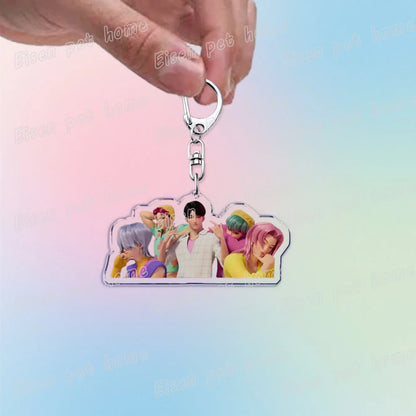 Kpop Demon Hunters Huntrix Saja Boys Keychain Bag Charm Rumi Zoey Jinu Ramen Keyring Fans Gift