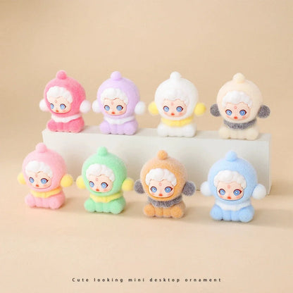 10pcs Lububu Anime DIY Flocked Action Figures — Kawaii Desktop & Car Pendant Dolls, Christmas Gift Toy
