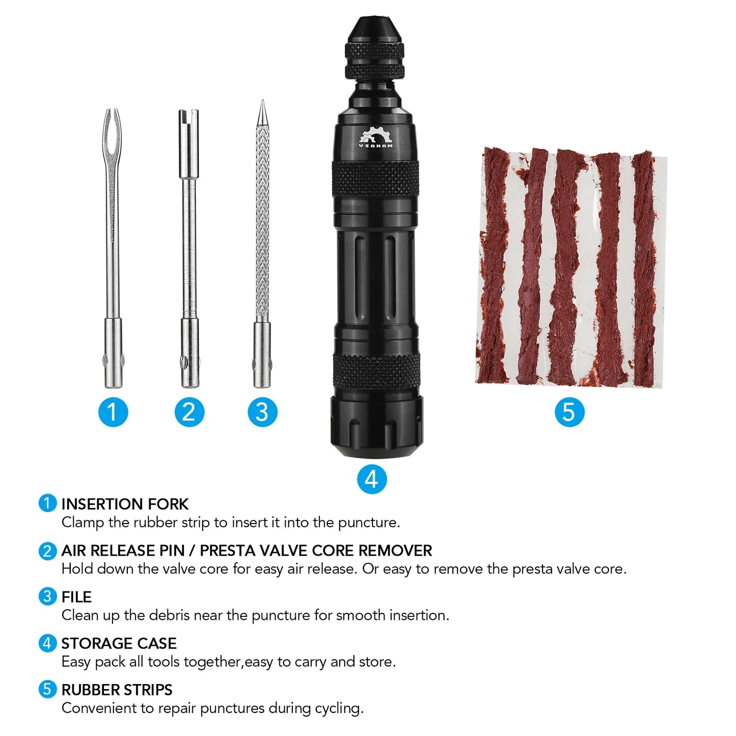 Portable Tubeless Bike Tire Repair Kit — Patch Kit for MTB & Road Bikes