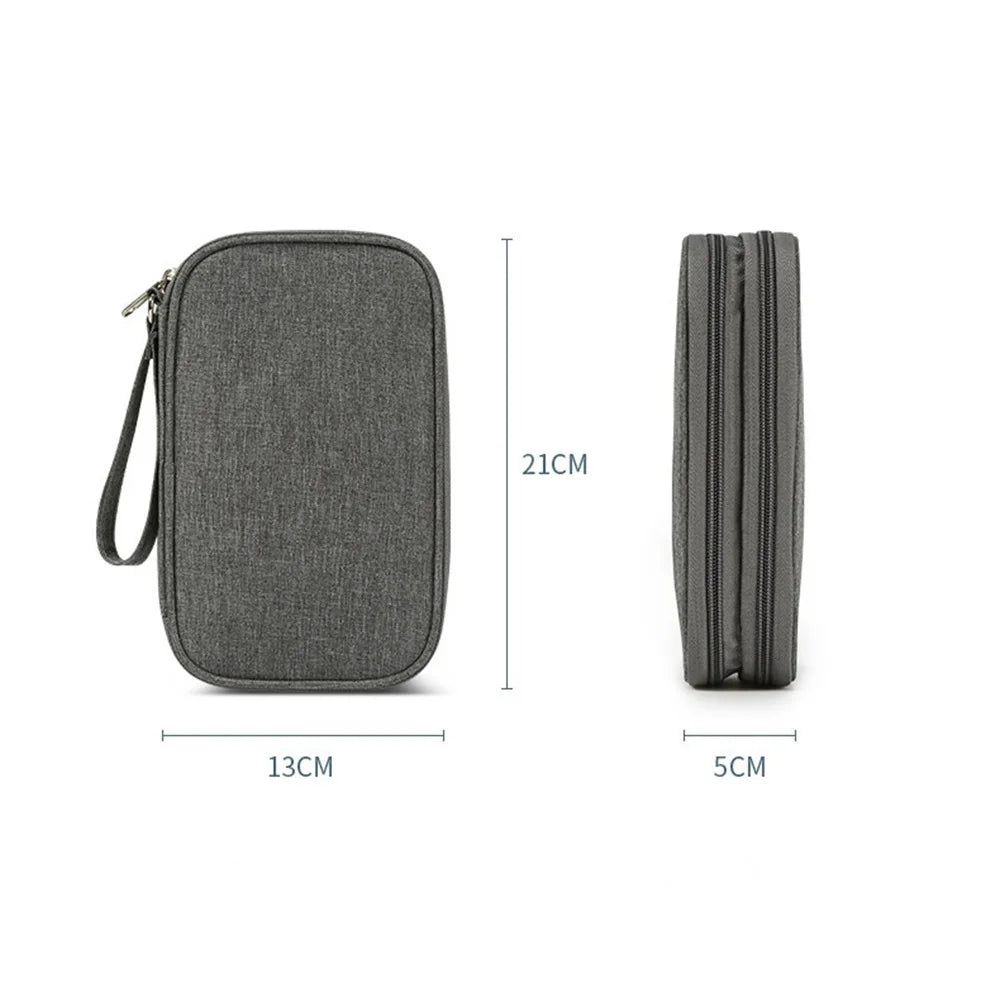 Travel Electronics Organizer Bag — Portable Waterproof Double-Layer Storage for Cables, Wires & Accessories