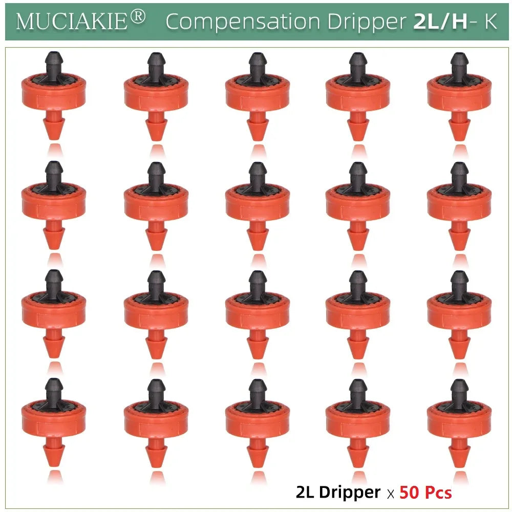 MUCIAKIE 4/2-Way Drip Irrigation System Kit – 100–10M 8L Watering Dripper Sprinkler for Potted Plants & Garden Use