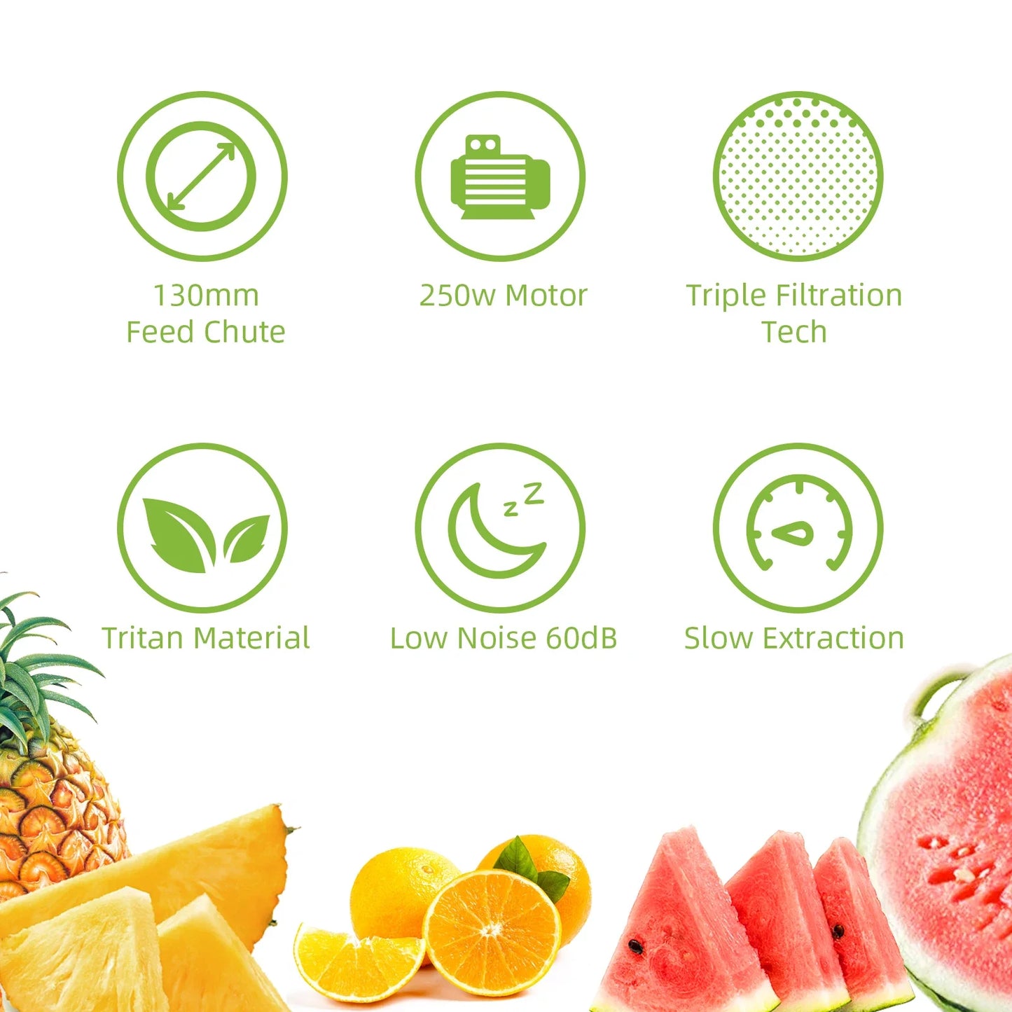 BioloMix Cold Press Juicer — 130mm Feed Chute, Whole Fruit & Vegetable Slow Masticating Juicer, High Yield BPA-Free