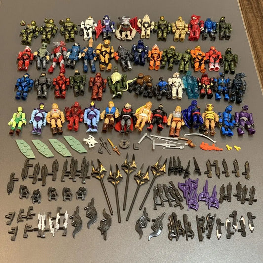 Mega Construx Lot – Master Chief, Elite, Grunt & MOTU He-Man Figures with Weapons