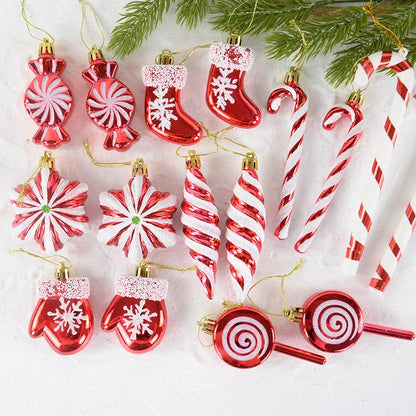 6PCS Christmas Candy Cane & Lollipop Hanging Ornaments – Festive Tree Pendants for Home Holiday Decor