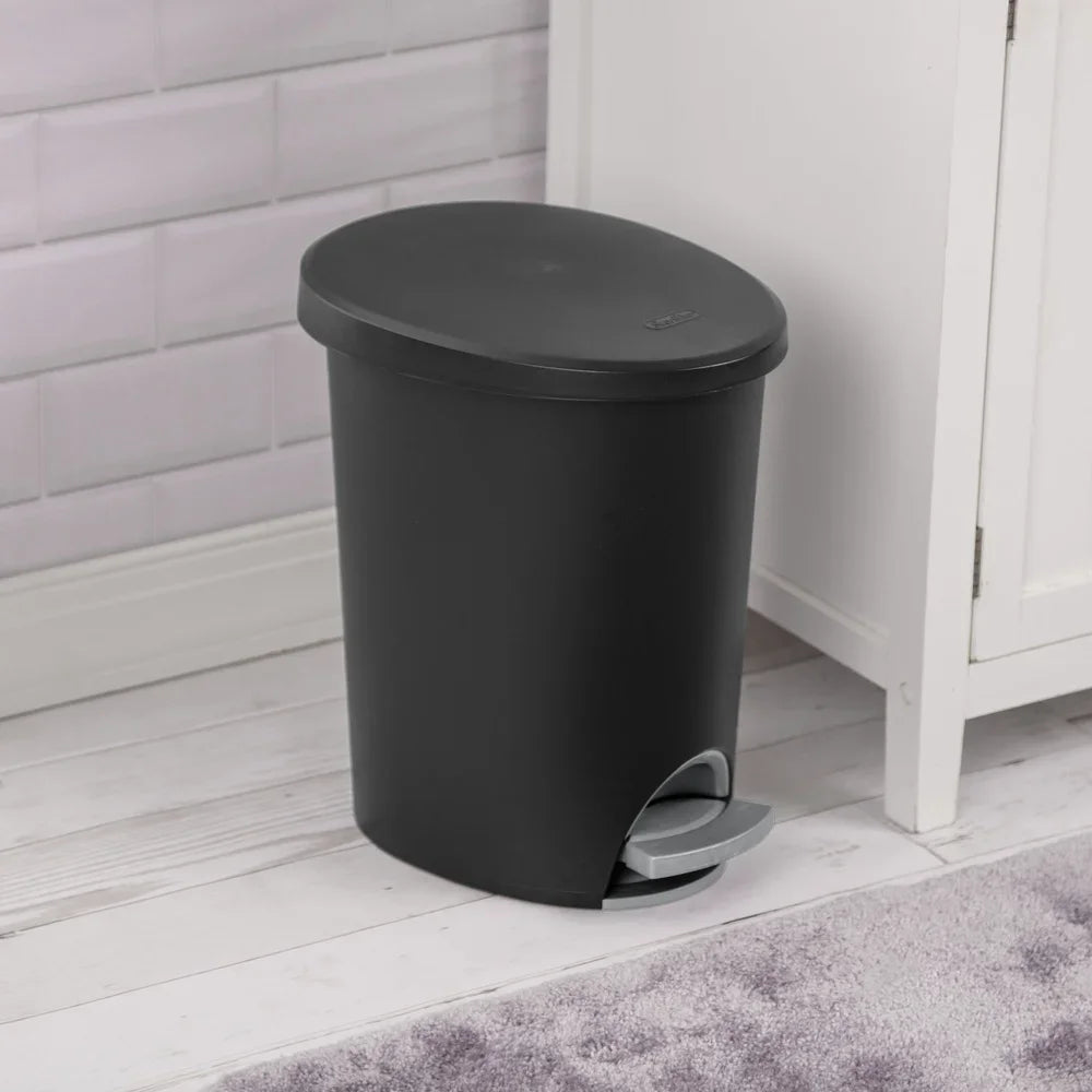2.6 Gallon Hands-Free Step-On Trash Can — Narrow Plastic Wastebasket for Bathroom, Kitchen & Bedroom