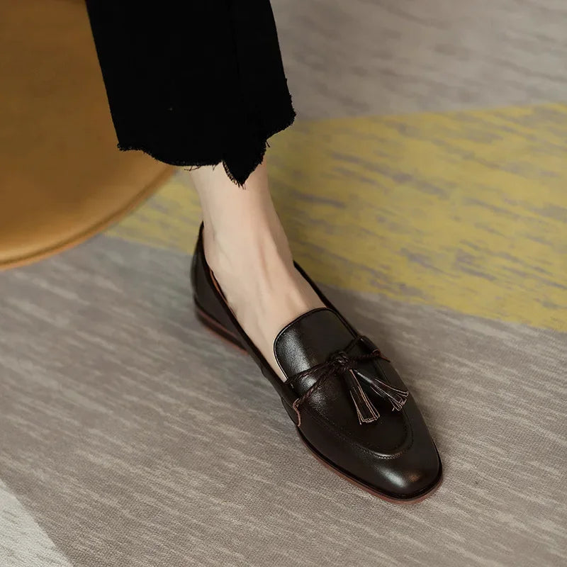 Women’s Retro Bowknot Flat Shoes – Fashion Tassel Loafers, Elegant Round Toe Casual Party & Winter Dress Pumps