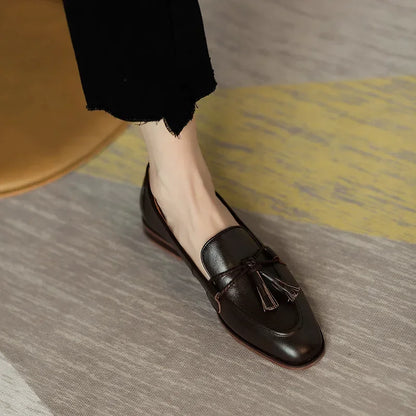 Women’s Retro Bowknot Flat Shoes – Fashion Tassel Loafers, Elegant Round Toe Casual Party & Winter Dress Pumps
