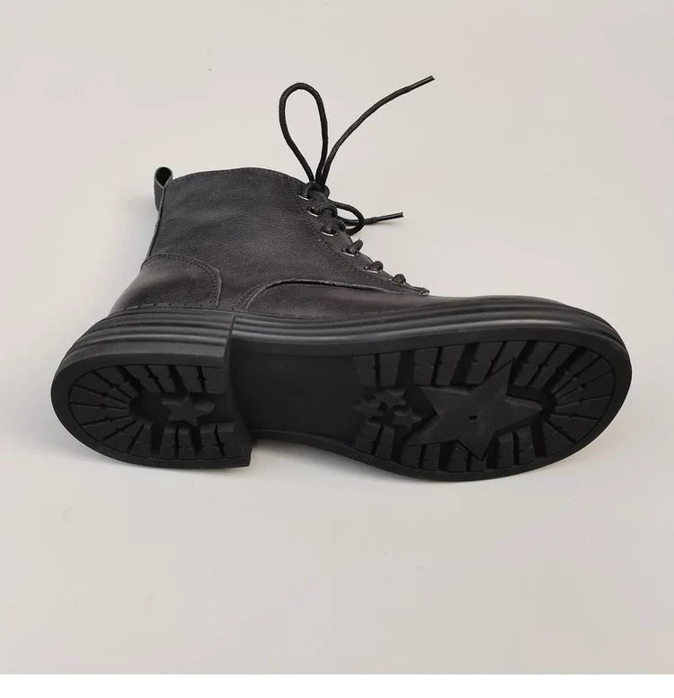 Careaymade 100% Genuine Leather Wide Casual Women’s Short Boots – Big Size, Handmade Men’s Wool Boots