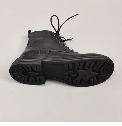 Careaymade 100% Genuine Leather Wide Casual Women’s Short Boots – Big Size, Handmade Men’s Wool Boots