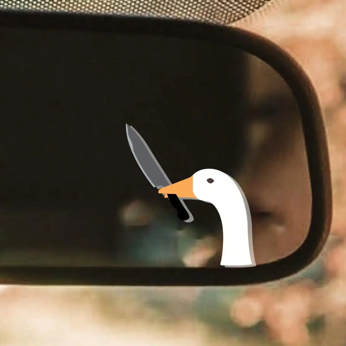 Funny Goose with Knife Car Sticker - Cute Waterproof Cartoon Vinyl Decal for Car, Helmet & Laptop