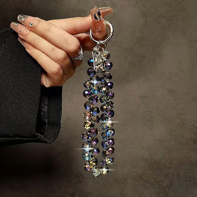 Diamond Crystal Phone Wrist Strap - Sparkling Beaded Chain Charm Clip for Universal Phone Cases
