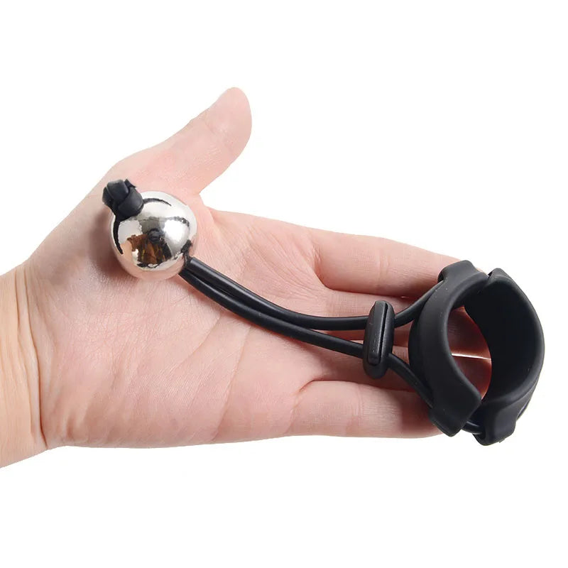 BDSM Male Penis Ring & Extender — Weight-Bearing Stretcher, Enlargement Device with Ball & Semen Lock, Adult Sex Toy for Men