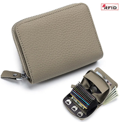 Genuine Leather RFID Short Wallet – Cowhide Card Holder Mini Coin Purse & Key Pouch for Men and Women