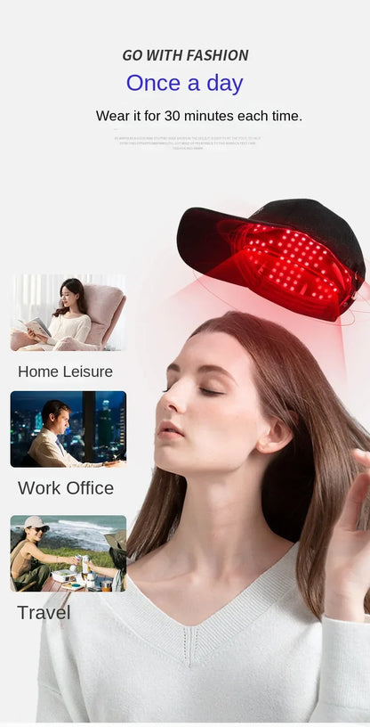 Rechargeable Hair Growth Cap – 2000mAh LED Device for Anti-Hair Loss, Stress & Anxiety Relief, Migraine Reduction, Scalp Massager