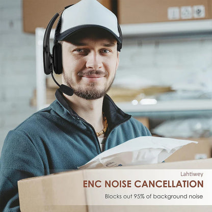 Bluetooth V5.3 Wireless Headset – Truck Driver & Office Hands-Free Call Headphones with Microphone