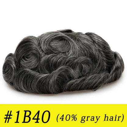 Ultra Thin Skin 0.03mm Men’s Toupee Human Hair Wig – Natural Hair Replacement System Lightweight Male Hairpiece