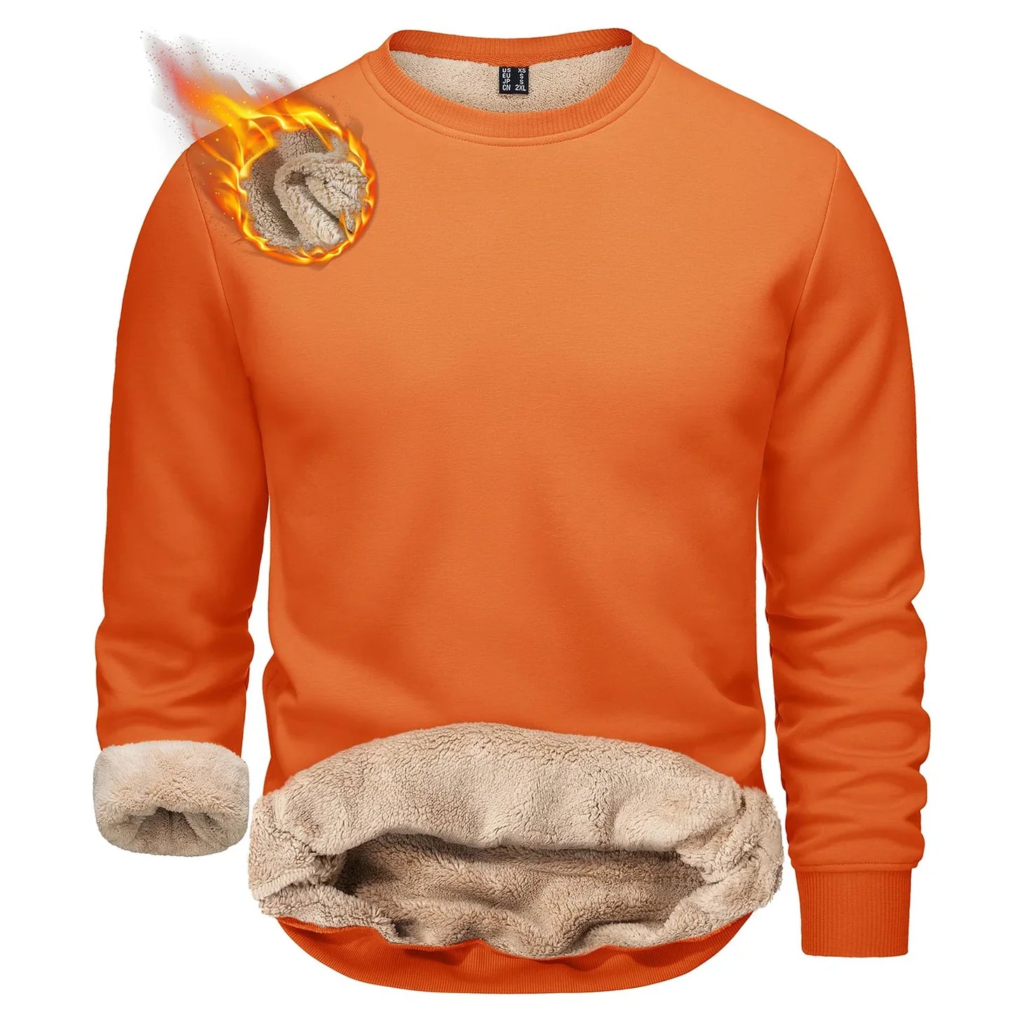 TACVASEN Men’s Winter Fleece Sweatshirt – Thicken Sherpa-Lined Crewneck Pullover, Warm Heavy Winter Top, No Hood