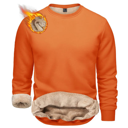 TACVASEN Men’s Winter Fleece Sweatshirt – Thicken Sherpa-Lined Crewneck Pullover, Warm Heavy Winter Top, No Hood