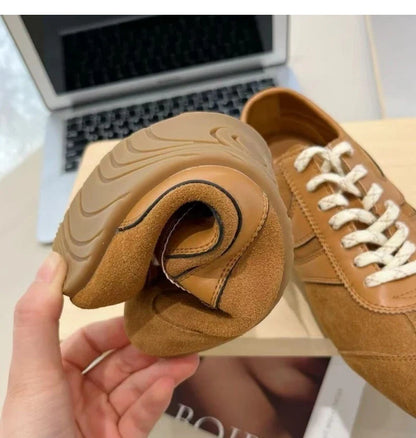 Women’s 2024 Genuine Leather Sneakers – Casual Spring Flat Training Shoes for Ladies