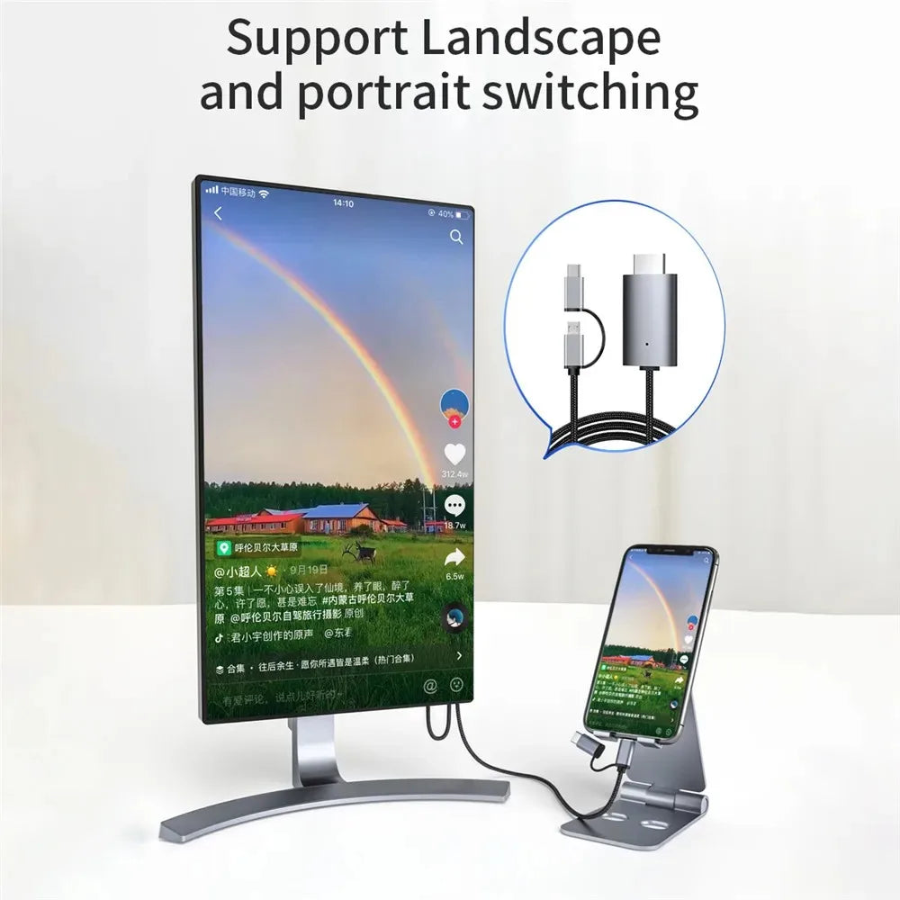 LD39 Wire HD Streaming TV Stick – Micro USB & Type C to HDMI Cable for Screen Mirroring from Android Phone/Tablet to TV
