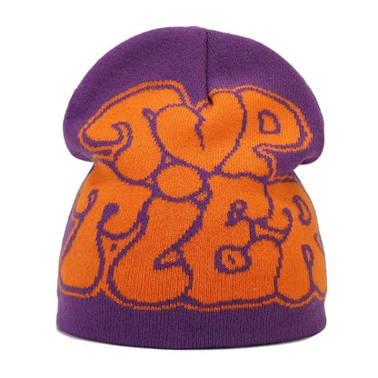Y2K Letter Knitted Beanie Cap – Unisex Winter Autumn Warm Ski Skullcap, Hip Hop Streetwear Ear Cover Hat for Men & Women