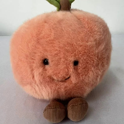 Kawaii Peach with Legs Doll – Smiling Face Fruit Cosplay Cushion, Sofa Decor, Perfect for Kids' Birthday Gifts
