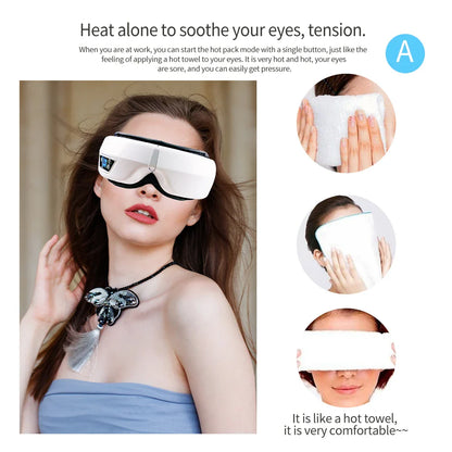 6D Smart Eye Massager — Vibration & Hot Airbag Compress, Bluetooth Music Eye Massage Glasses for Relaxation & Fatigue Relief