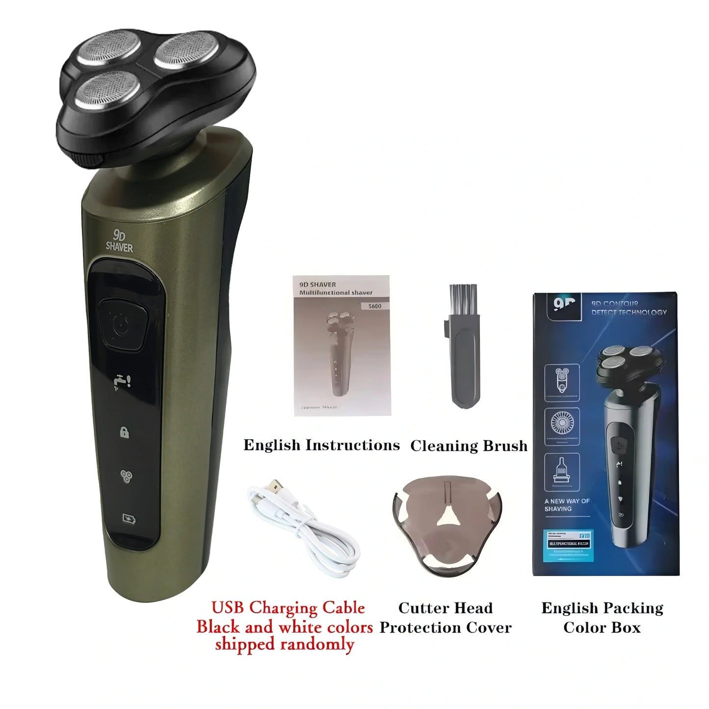New 9D Electric Shaver – USB Rechargeable High-Power Full-Body Beard Razor for Car and Home