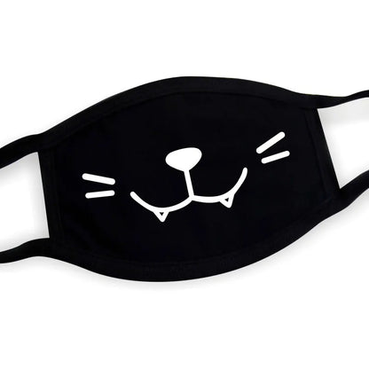 Black Cotton Winter Mask — Unisex Thickened Half-Face Cotton Cartoon Pattern Anti-Dust Respirator