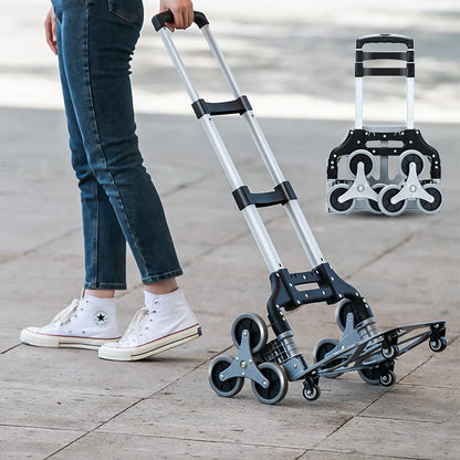 Portable Aluminum Alloy Grocery Cart | Folding Trolley for Shopping, Lightweight Step Climbing Design