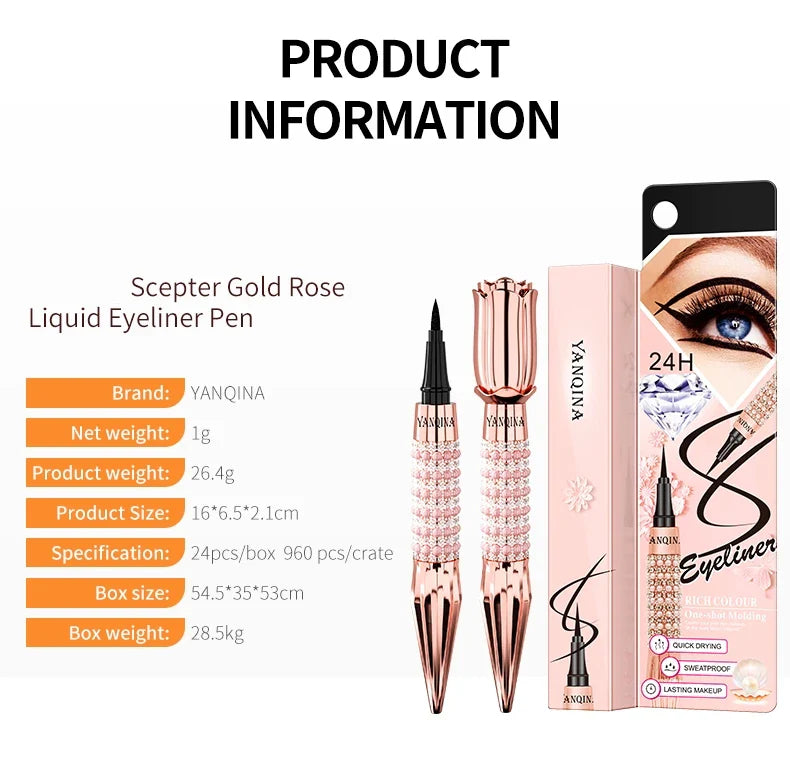 Waterproof Liquid Eyeliner Pen – Black, Long-Lasting, Quick-Dry Thick Eye Liner Makeup Tool