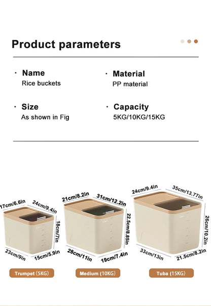 10KG Rice Storage Container & Pet Food Box - Sealed Cereal Dispenser with Buckle, Insect-Proof Grain Organizer for Kitchen