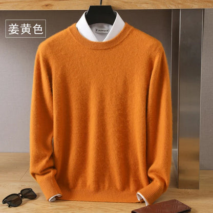 Men's Pure Mink Cashmere Sweater - Luxury O-Neck Long Sleeve Knit Pullover For Autumn & Winter Fashion