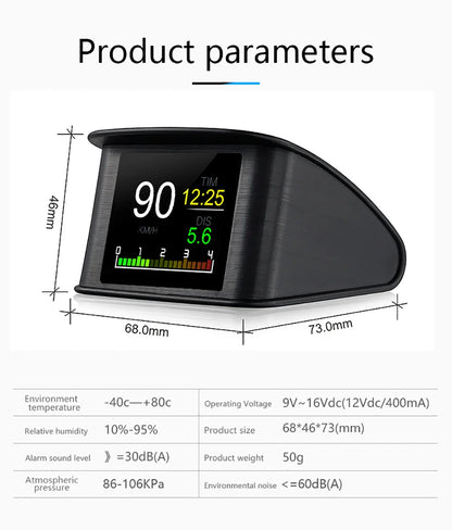 P10 Pro Head-Up Display – On-Board OBD2 Computer with Digital Speedometer, Mileage, Temperature & Driving Data Gauge