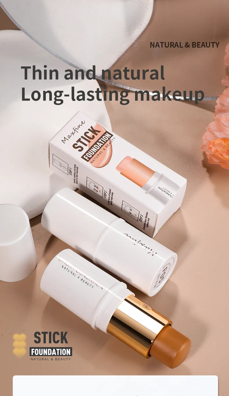 MAXFINE Foundation Stick – Long-Lasting, Blendable Creamy Formula for Shine-Free, Natural Finish – Cruelty-Free