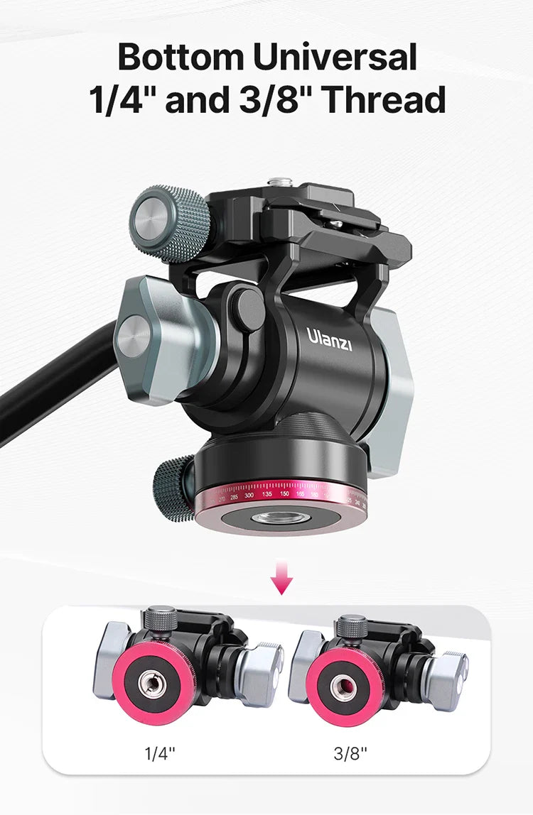 Ulanzi U-190 Panoramic Tripod Head – Hydraulic Fluid Video Damping Head for DSLR, Monopod & Mobile Camera Stand