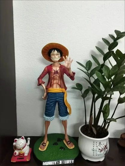 One Piece 42.5cm Straw Hat Monkey D. Luffy Figure – 1/4 Scale Large Smiley Anime Statue, Decorative Doll Toy Gift