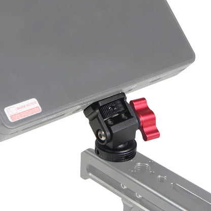 Mini Monitor Mount Holder – Swivel & Tilt Tripod Head with Cold Shoe Adapter for Flash, Microphone, and Fill Light