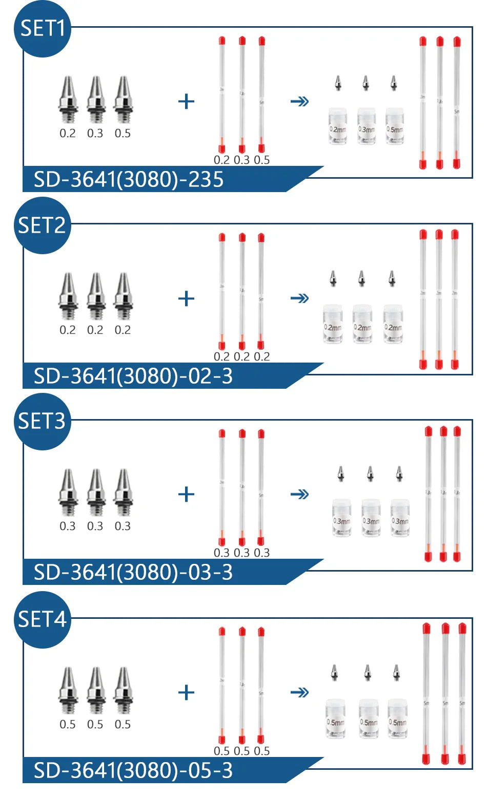 Airbrush Nozzle & Needle Replacement Kit – 0.2/0.3/0.5mm Repair Accessories for Various Airbrush Models