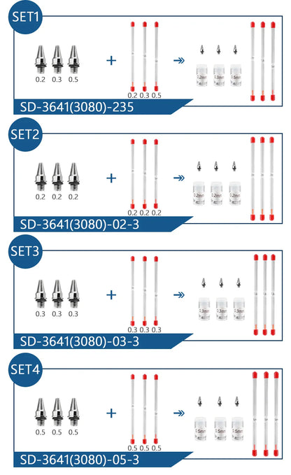 Airbrush Nozzle & Needle Replacement Kit – 0.2/0.3/0.5mm Repair Accessories for Various Airbrush Models
