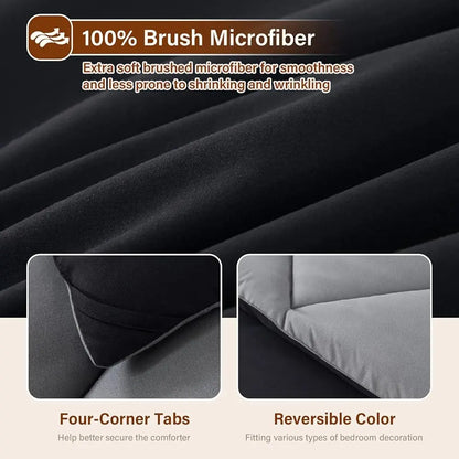 Reversible Red & Black Comforter Set 2/3pcs – All Season Down Alternative Bedding with Pillow Shams