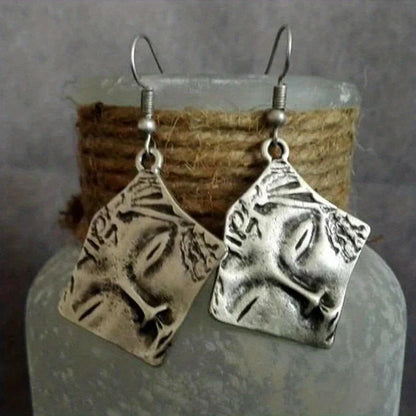 Vintage Ethnic Antique Metal Drop Earrings – Hollow Handmade Punk Statement Dangle Earrings for Women Jewelry