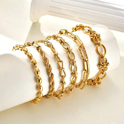 Women's Chunky Gold Plated Stainless Steel Link Chain Bracelet – Waterproof Layered Wristband Jewelry