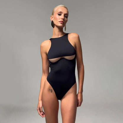 Vintage Black One-Piece Bikini Swimsuit 2026 – Women’s Push-Up Monokini Swimwear Bathing Suit Beachwear Swimming Costume